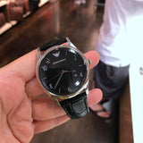 Buy Shop Emporio Armani Classic Quartz Black Dial Black Leather Strap Watch For Men - AR1865 USA Online