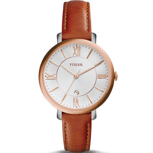 Buy Shop Fossil Jacqueline White Dial Brown Leather Strap Watch for Women - ES3842 USA Online