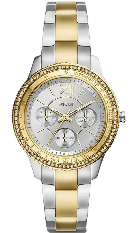 Buy Shop Fossil Stella Sport Multifunction Silver Dial Two Tone Steel Strap Watch for Women - ES5107 USA Online