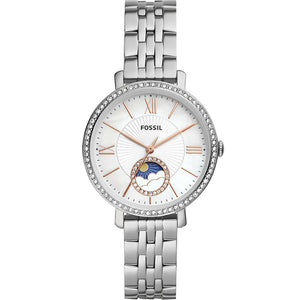 Buy Shop Fossil Jacqueline Multifunction Moonphase White Dial Silver Steel Strap Watch for Women - ES5164 USA Online