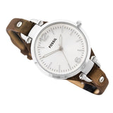 Buy Shop Fossil Georgia White Dial Brown Leather Strap Watch for Women - ES3060 USA Online