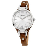 Buy Shop Fossil Georgia White Dial Brown Leather Strap Watch for Women - ES3060 USA Online