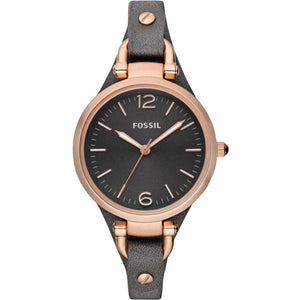 Buy Shop Fossil Georgia Smoke Grey Dial Grey Leather Strap Watch for Women - ES3077 USA Online