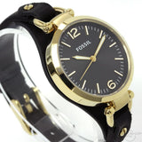 Buy Shop Fossil Georgia Black Dial Black Leather Strap Watch for Women - ES3148 USA Online