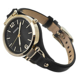 Buy Shop Fossil Georgia Black Dial Black Leather Strap Watch for Women - ES3148 USA Online