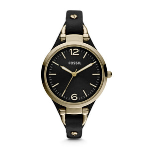 Buy Shop Fossil Georgia Black Dial Black Leather Strap Watch for Women - ES3148 USA Online