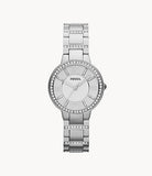 Buy Shop Fossil Virginia Silver Dial Silver Steel Strap Watch for Women - ES3282 USA Online