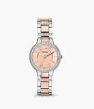 Buy Shop Fossil Virginia Rose Gold Dial Two Tone Steel Strap Watch for Women - ES3405 USA Online