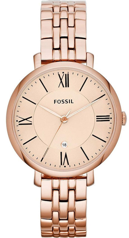 Buy Shop Fossil Jacqueline Rose Gold Dial Rose Gold Steel Strap Watch for Women - ES3435 USA Online