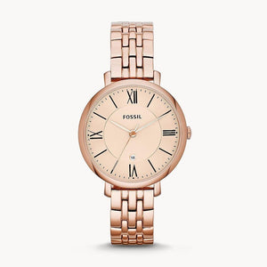 Buy Shop Fossil Jacqueline Rose Gold Dial Rose Gold Steel Strap Watch for Women - ES3435 USA Online