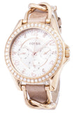 Buy Shop Fossil Riley White Dial Sand Leather Strap Watch for Women - ES3466 USA Online