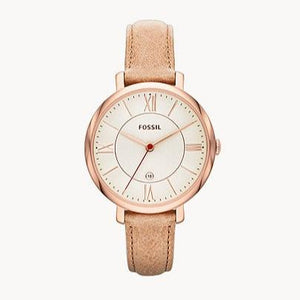 Buy Shop Fossil Jacqueline White Dial Brown Leather Strap Watch for Women - ES3487 USA Online