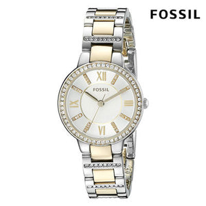 Buy Shop Fossil Virginia Silver Dial Two Tone Steel Strap Watch for Women - ES3503 USA Online