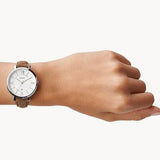 Buy Shop Fossil Jacqueline White Dial Brown Leather Strap Watch for Women - ES3708 USA Online