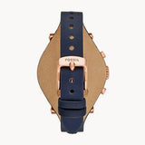 Buy Shop Fossil Original Boyfriend Chronograph White Dial Navy Blue Leather Strap Watch for Women - ES3838 USA Online