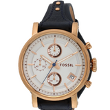 Buy Shop Fossil Original Boyfriend Chronograph White Dial Navy Blue Leather Strap Watch for Women - ES3838 USA Online