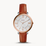 Buy Shop Fossil Jacqueline White Dial Brown Leather Strap Watch for Women - ES3842 USA Online