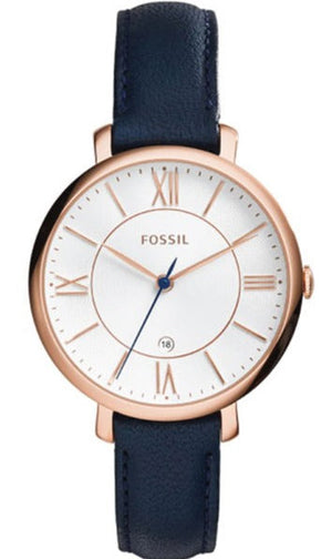 Buy Shop Fossil Jacqueline White Dial Blue Leather Strap Watch for Women - ES3843 USA Online