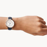 Buy Shop Fossil Jacqueline White Dial Blue Leather Strap Watch for Women - ES3843 USA Online