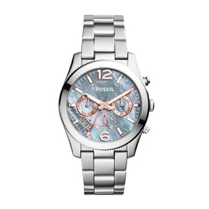 Buy Shop Fossil Perfect Boyfriend Mother of Pearl Blue Dial Silver Steel Strap Watch for Women - ES3880 USA Online