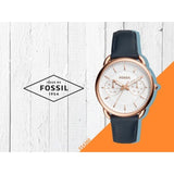 Buy Shop Fossil Tailor White Dial Blue Leather Strap Watch for Women - ES4260 USA Online