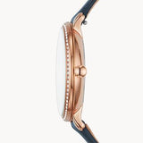 Buy Shop Fossil Jacqueline White Dial Blue Leather Strap Watch for Women - ES4291 USA Online