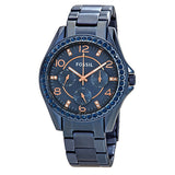 Buy Shop Fossil Riley Quartz Blue Dial Blue Steel Strap Watch for Women - ES4294 USA Online