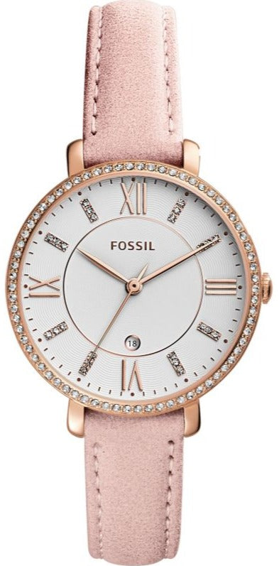 Buy Shop Fossil Jacqueline White Dial Pink Leather Strap Watch for Women - ES4303 USA Online
