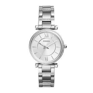 Buy Shop Fossil Carlie Silver Dial Silver Steel Strap Watch for Women - ES4341 USA Online