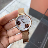 Buy Shop Fossil Jacqueline Three-Hand White Dial Rose Gold Mesh Bracelet Watch for Women - ES4534 USA Online