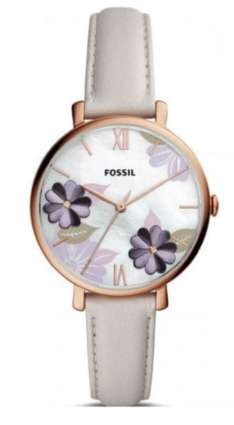 Buy Shop Fossil Jacqueline Mother of Pearl Dial Grey Leather Strap Watch for Women - ES4672 USA Online