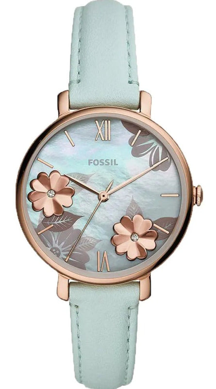 Buy Shop Fossil Jacqueline Multi Colored Dial Blue Leather Strap Watch for Women - ES4813 USA Online
