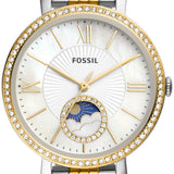 Buy Shop Fossil Jacqueline Analog Moonphase Mother of Pearl White Dial Two Tone Steel Strap Watch for Women - ES5166 USA Online