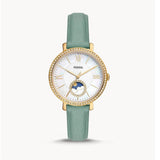 Buy Shop Fossil Jacqueline Analog Moonphase Mother of Pearl White Dial Green Leather Strap Watch for Women - ES5168 USA Online