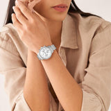 Buy Shop Fossil Neutra Chronograph Silver Dial Silver Steel Strap Watch for Women - ES5217 USA Online
