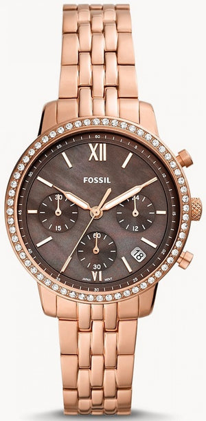 Buy Shop Fossil Neutra Chronograph Mother of Pearl Brown Dial Rose Gold Steel Strap Watch for Women - ES5218 USA Online