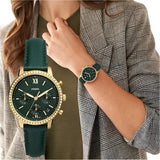 Buy Shop Fossil Neutra Chronograph Green Dial Green Leather Strap Watch for Women - ES5239 USA Online