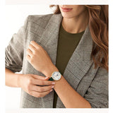 Buy Shop Fossil Jacqueline Multifunction Moonphase Mother of Pearl White Dial Green Leather Strap Watch for Women - ES5244 USA Online