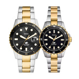 Buy Shop Fossil Blue Dive Three Hand Black Dial Two Tone Steel Strap Watch For Women - ES5349 USA Online