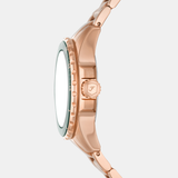 Fossil Blue Dive Three Hand Green Dial Rose Gold Steel Strap Watch For Women - ES5371