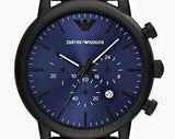 Buy Shop Emporio Armani Luigi Analog Blue Dial Black Leather Strap Watch For Men - AR11351 USA Online