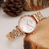 Buy Shop Emporio Armani Gianni T Bar Quartz Mother of Pearl Dial Rose Gold Steel Strap Watch For Women - AR11385 USA Online