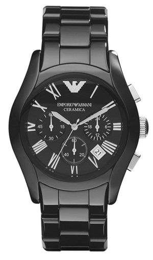 Emporio Armani Valente Chronograph Black Dial Black Ceramic Strap Watch For Men - AR1400