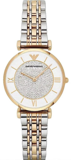 Buy Shop Emporio Armani Gianni T Bar Analog White Dial Two Tone Steel Strap Watch For Women - AR2076 USA Online