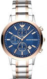Buy Shop Emporio Armani Renato Chronograph Blue Dial Two Tone Steel Strap Watch For Men - AR80025 USA Online