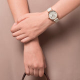 Buy Shop Emporio Armani Gianni T Bar Light Brown Dial White Leather Strap Watch For Women - AR1769 USA Online