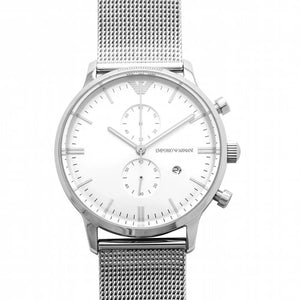 Buy Shop Emporio Armani Classic Chronograph Quartz Silver Dial Silver Mesh Bracelet Watch For Men - AR0390 USA Online