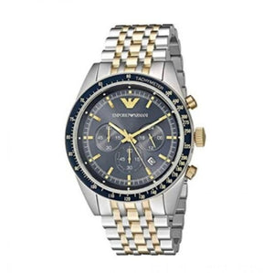 Buy Shop Emporio Armani Tazio Chronograph Blue Dial Two Tone Steel Strap Watch For Men - AR8030 USA Online