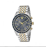 Emporio Armani Tazio Chronograph Blue Dial Gold & Silver Stainless Steel Strap Watch For Men - AR8030