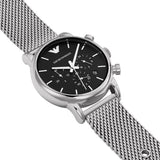 Buy Shop Emporio Armani Luigi Chronograph Black Dial Silver Mesh Bracelet Watch For Men - AR1811 USA Online